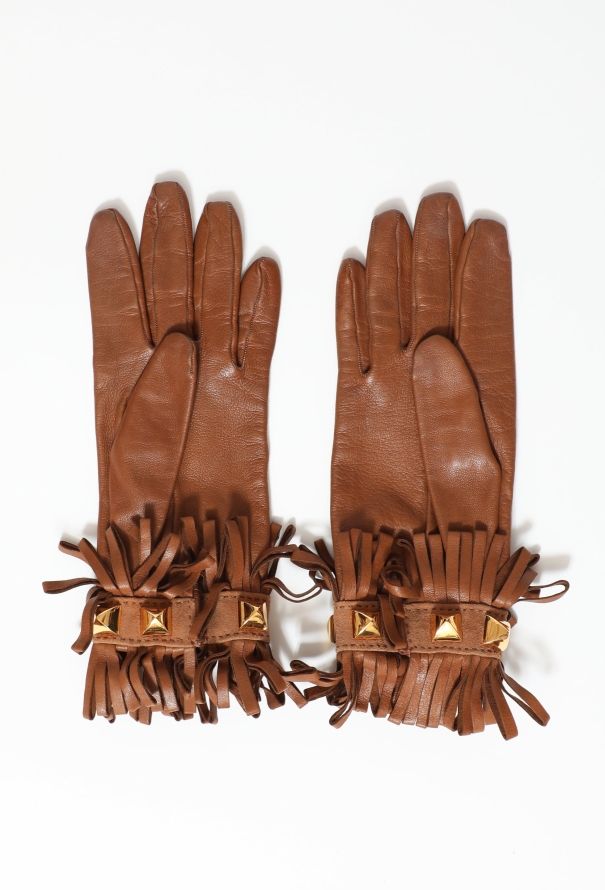 Hermès Fringed Medor Leather Gloves - 3
