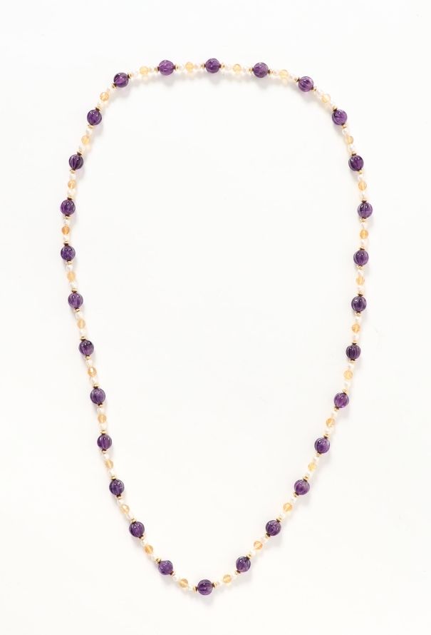 Amethyst Beaded Pearl Sautoir - 1