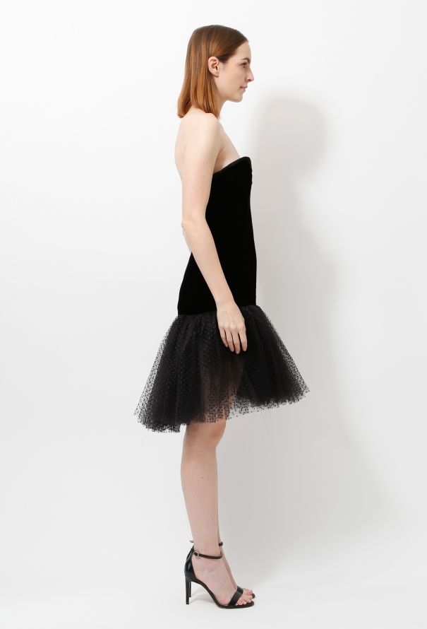 Saint Laurent 1988 Velvet Bustier Dress - 4