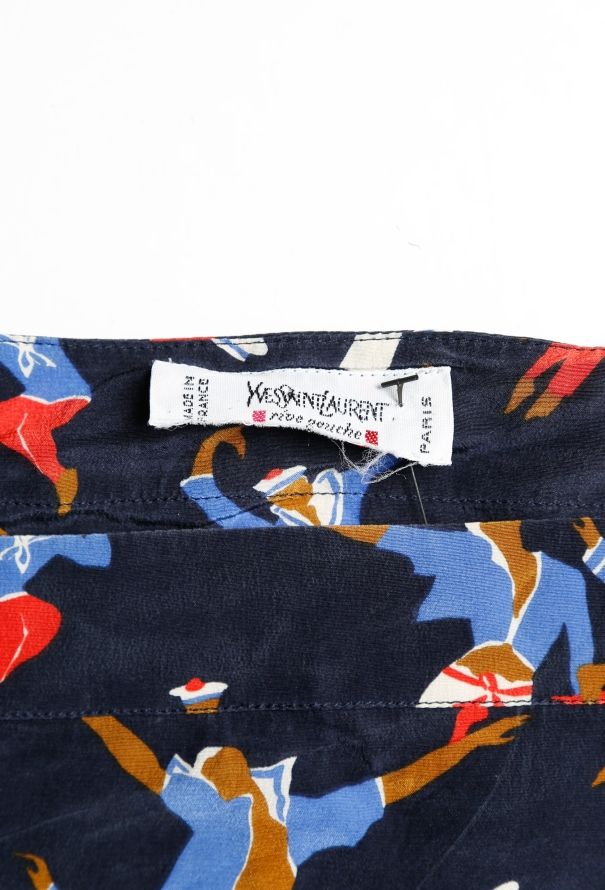 Saint Laurent S/S 1992 Graphic Silk Blouse - 5