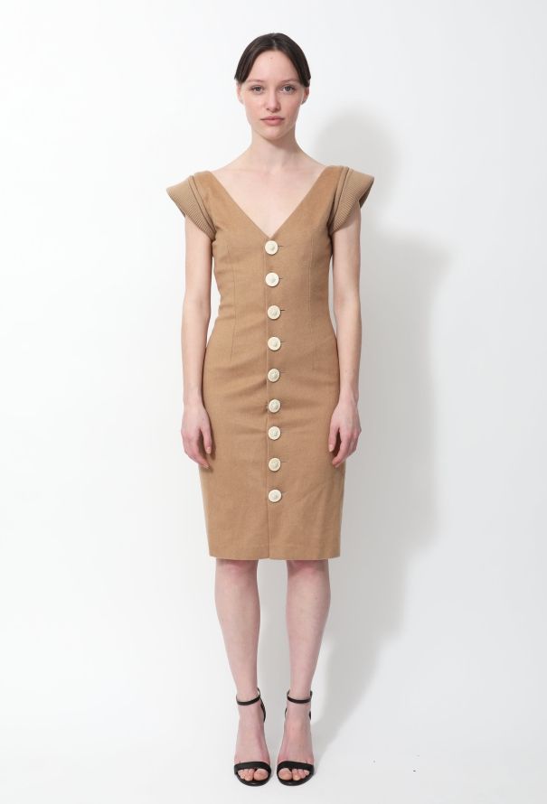 Dior 2009 Button Down Camel Dress - 1