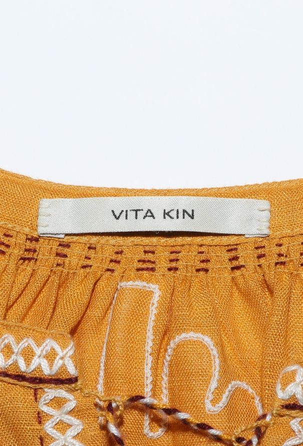 Vita Kin Floral Embroidered Linen Kaftan - 5