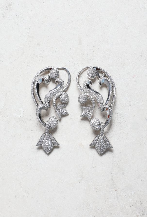Mellerio Platinum & Diamond Floral Earcuffs - 1