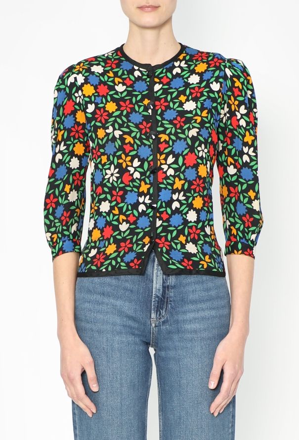 Saint Laurent Collector S/S 1979 Printed Crêpe Top - 1