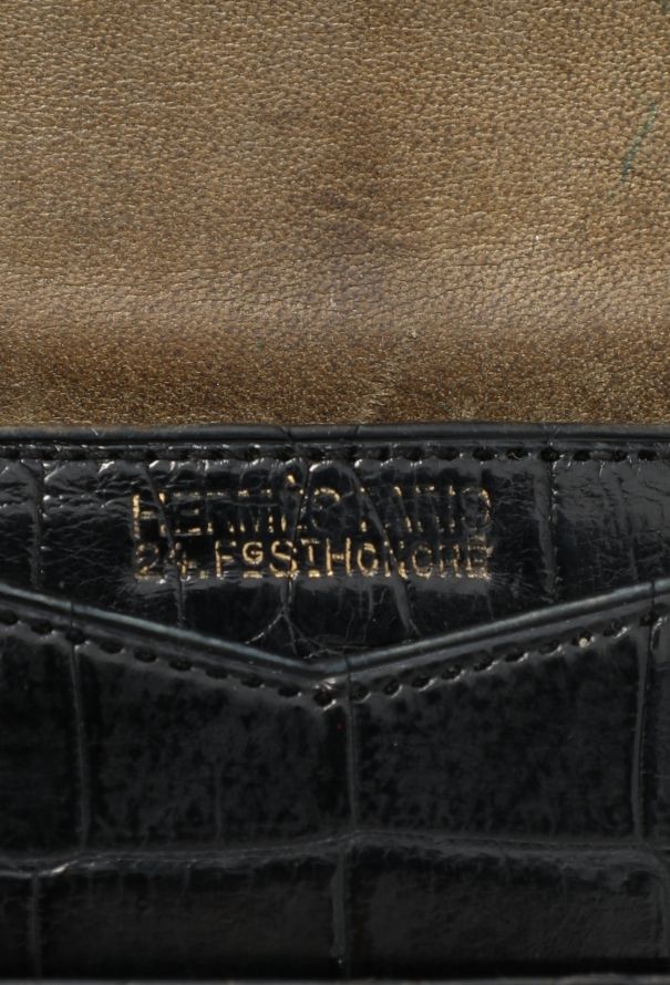 Hermès 1940s Black Porosus Clutch - 12