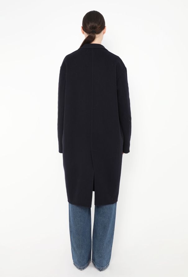 Céline Navy Cashmere Cocoon Coat - 4