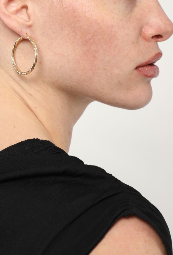 Vintage Fine Jewelry 18k Yellow Gold Twisted Hoop Earrings - 4