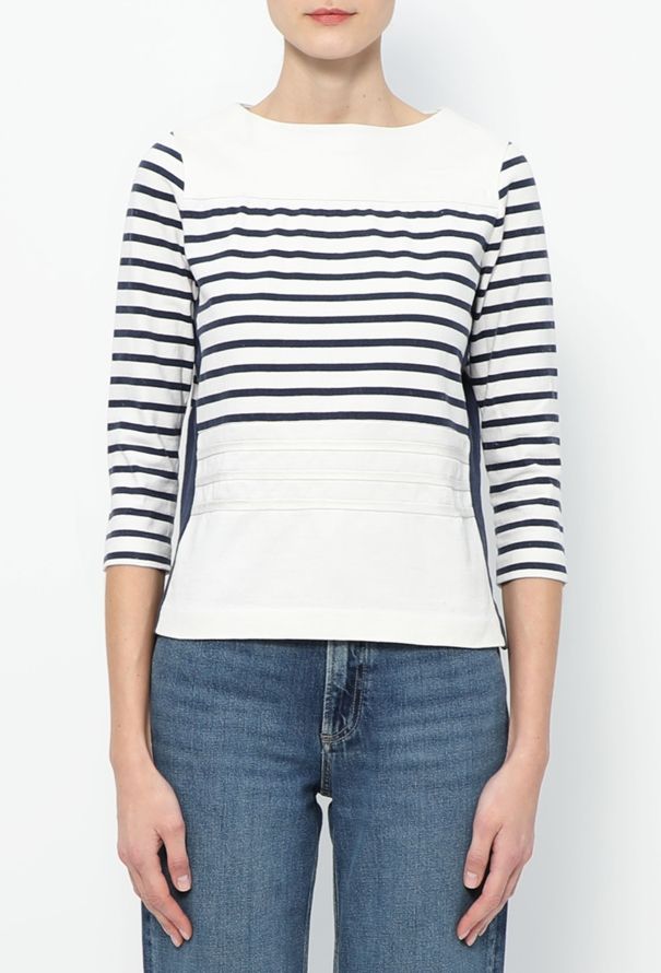 Céline Leather & Cotton Marinière Top - 1