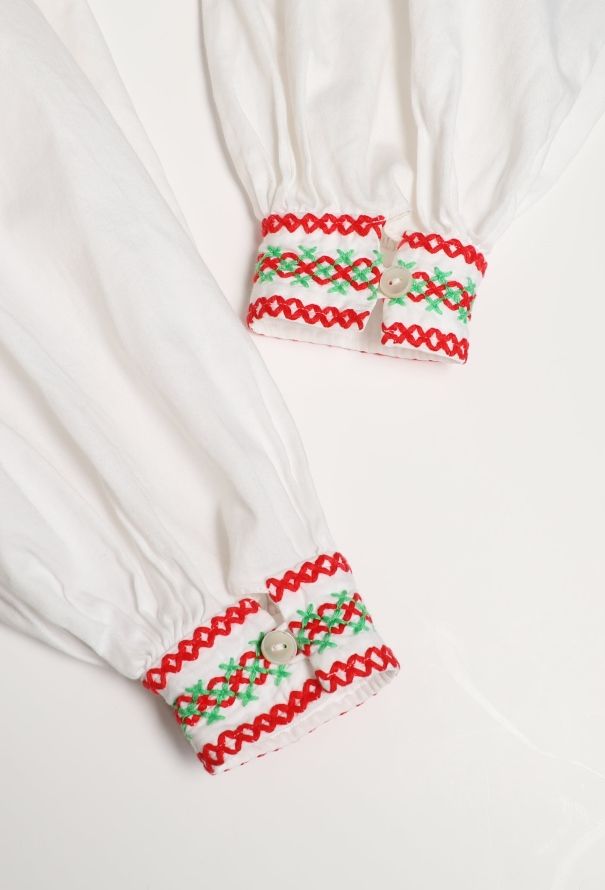 Saint Laurent Rare S/S 1977 Embroidered Peasant Top - 6