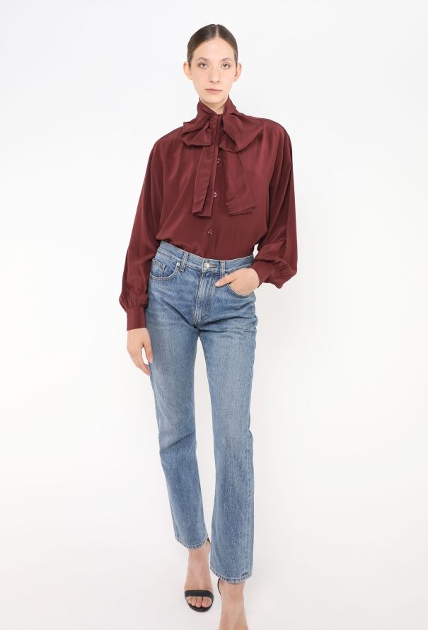 Saint Laurent '70s Silk Lavallière Blouse - 1