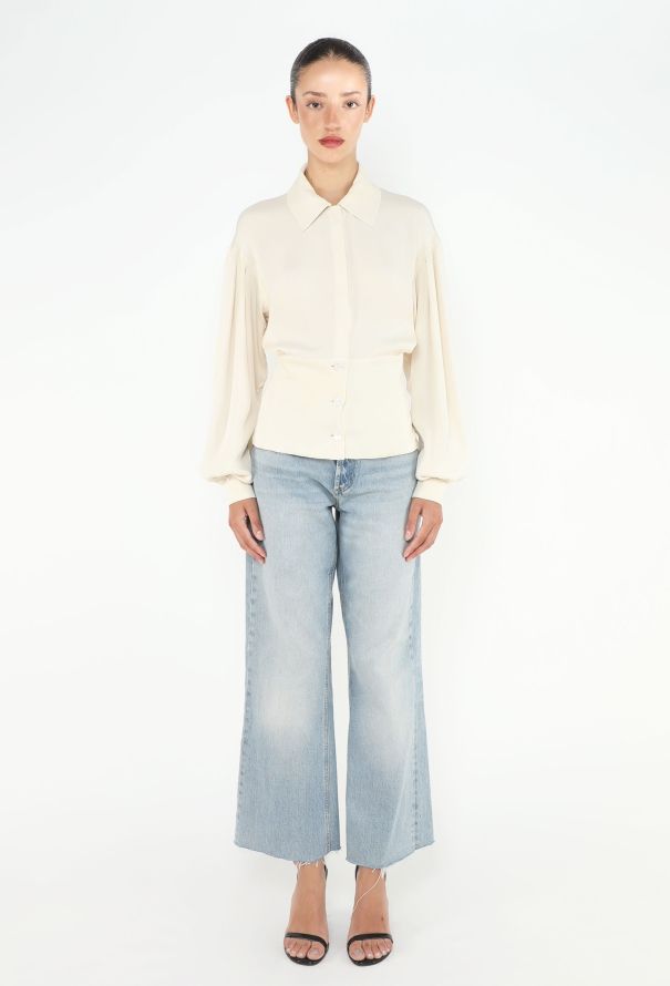 Hermès '90s Fluted Silk Blouse - 2