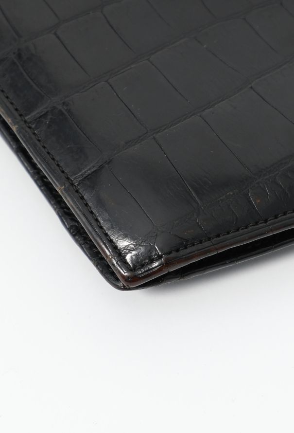 Hermès 1940s Black Porosus Clutch - 9