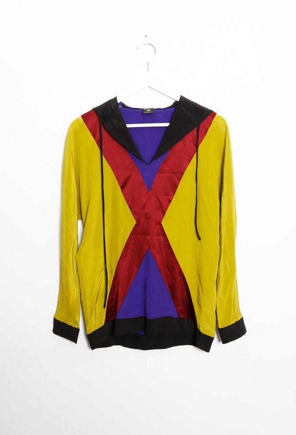 Jean Paul Gaultier 2007 Colorblock Hooded Silk Top - 6