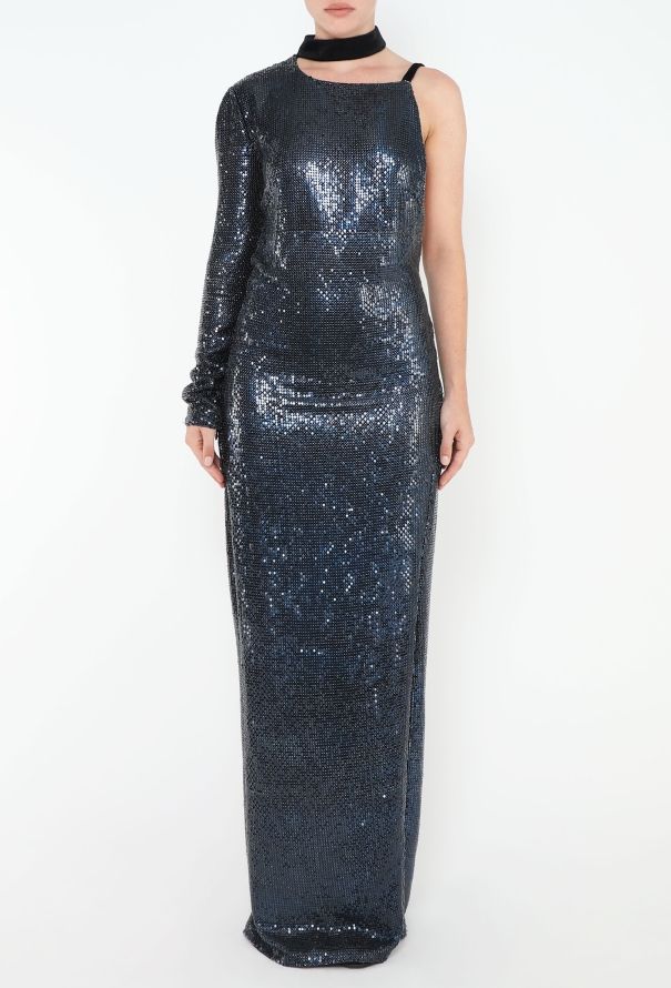 Tom Ford One-Shoulder Mesh Chainmail Gown - 3