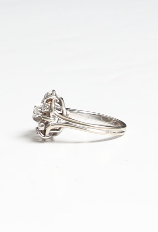 Vintage Fine Jewelry 1960s 18k Gold & Diamond Floral Ring - 6