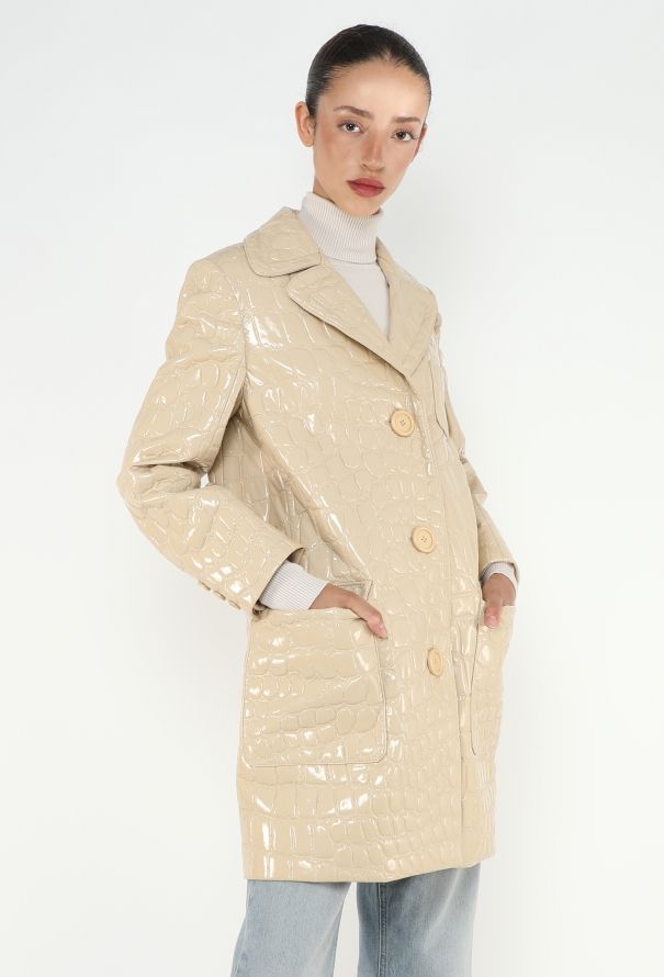 Miu Miu F/W 2015 Embossed Patent Coat - 3