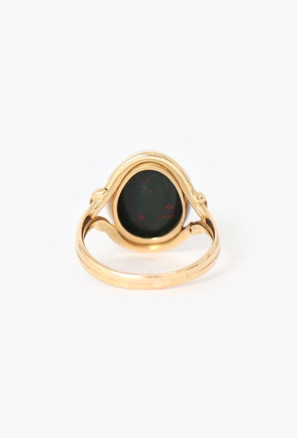 Vintage Fine Jewelry Antique 18K Yellow Gold  Intaglio Blood Jasper Ring - 4