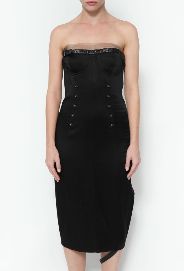 Dior 2001 Leather Trim Bustier Dress - 4