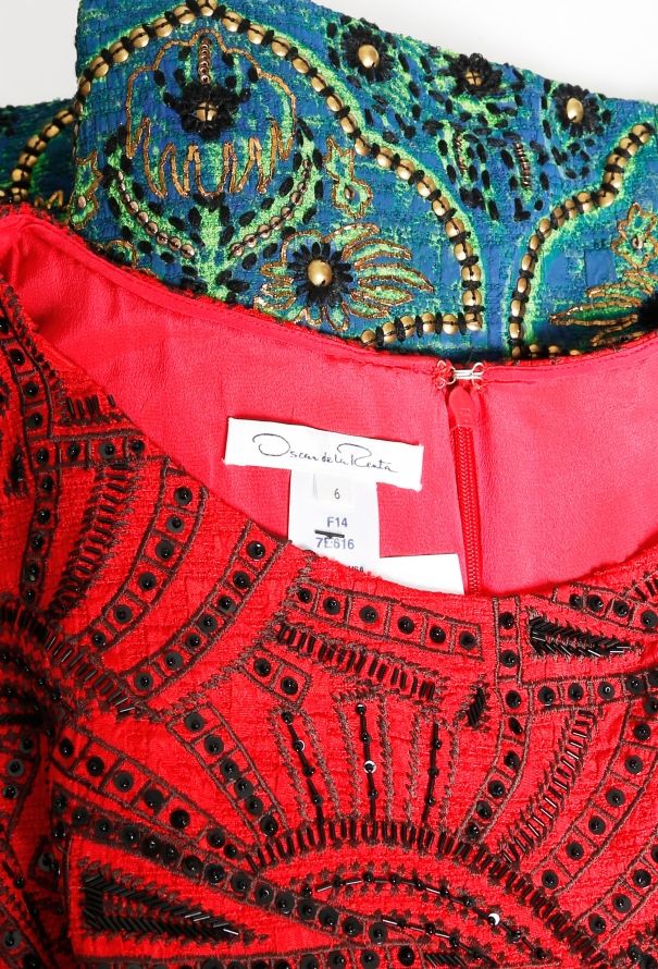 Oscar De La Renta F/W 2014 Embroidered Colorblock Dress - 5