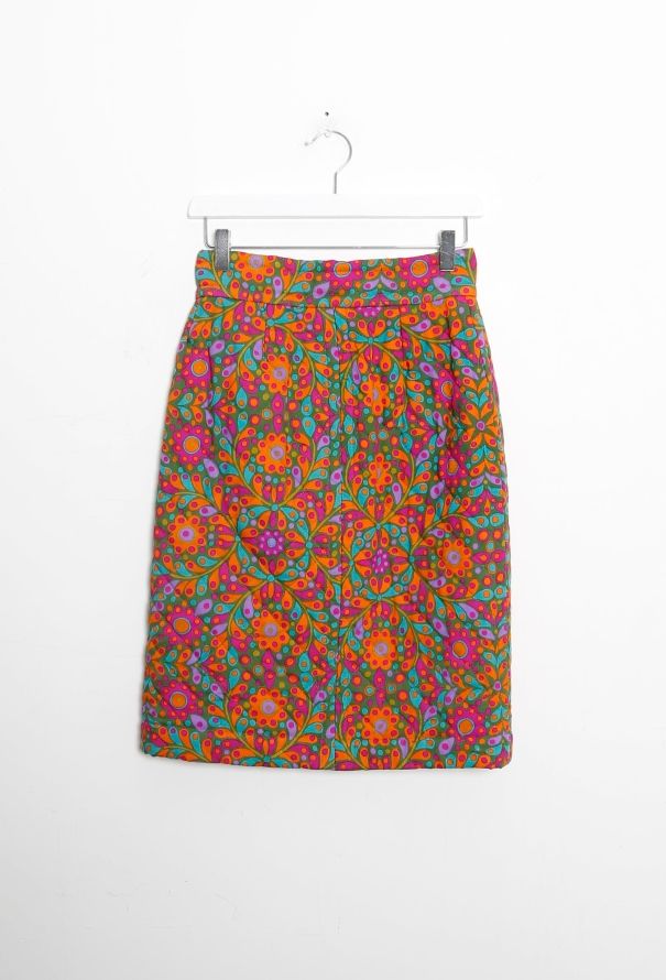 Saint Laurent Vintage Floral Quilted Wrap Skirt - 8