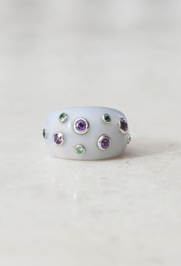 Vintage Fine Jewelry Mathon 18K Gold Chalcedony Ring - 3