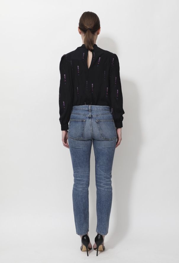 Azzaro Vintage Geometric Keyhole Blouse - 3