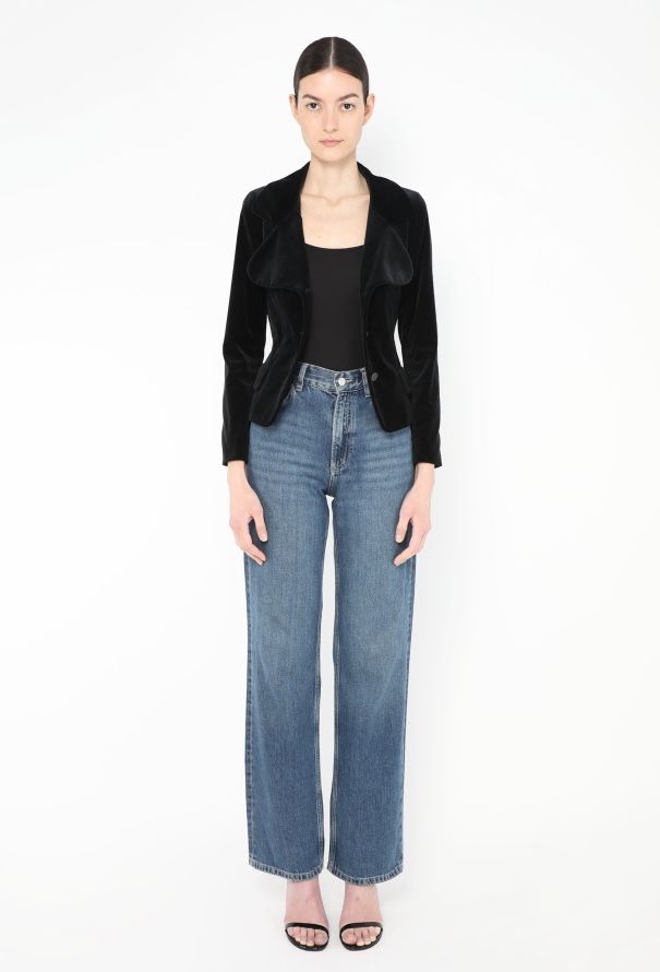 Chanel F/W 2005 Notched Velvet 'CC' Blazer - 4