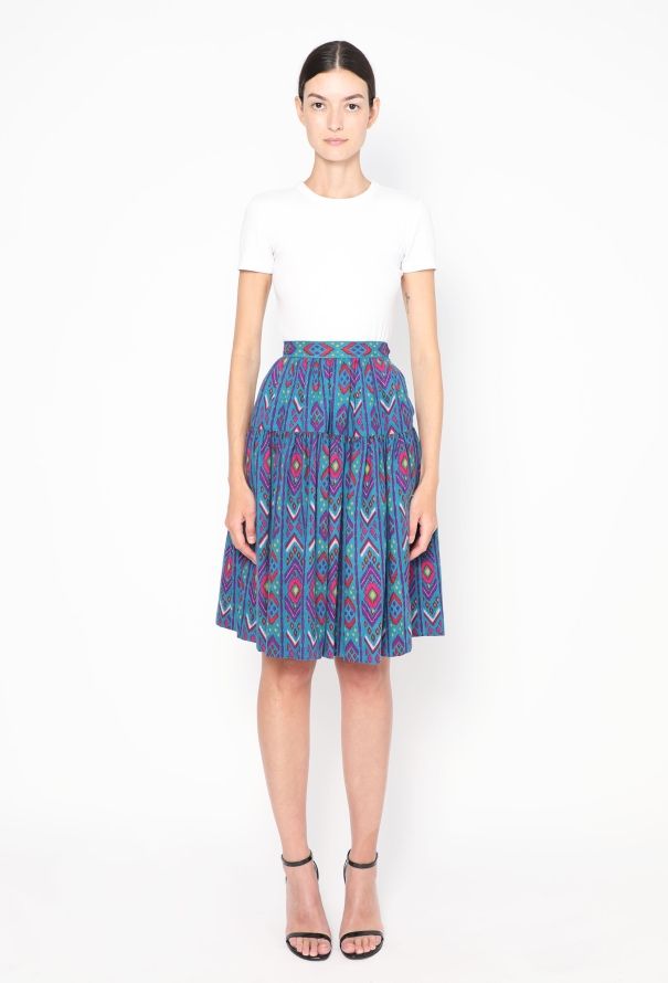 Saint Laurent Vintage Ikat Pleated Skirt - 2