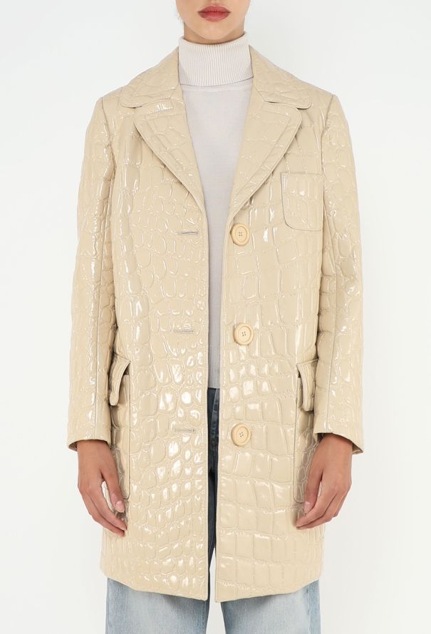 Miu Miu F/W 2015 Embossed Patent Coat - 4