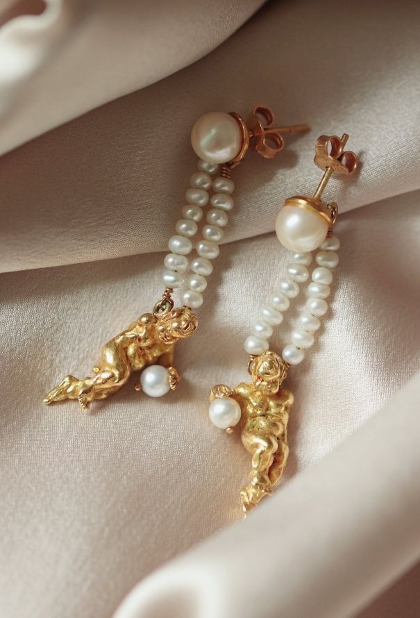 Modern Fine Jewelry Germano Gioielleria 18k Yellow Gold & Pearl Earrings - 2