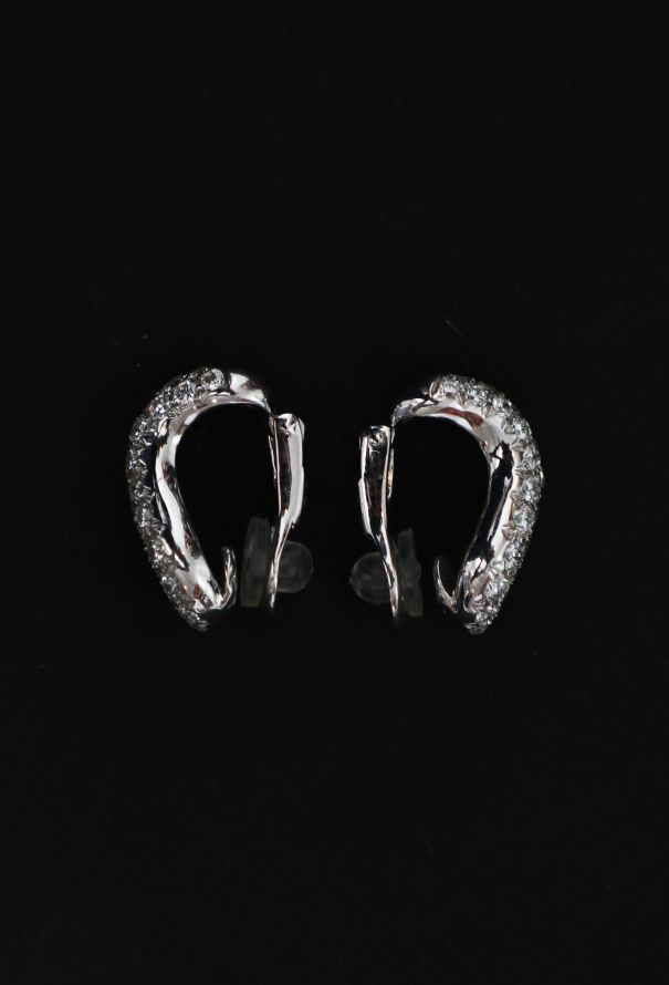 Vintage Fine Jewelry Mathon 18K Gold and Diamond Clip Earrings - 4