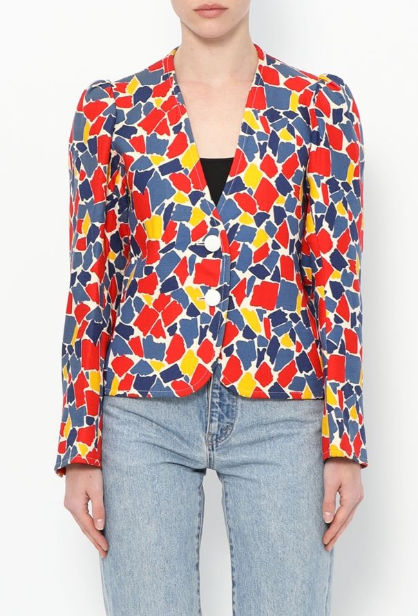 Saint Laurent RARE S/S 1982 Geometric Print Jacket - 1