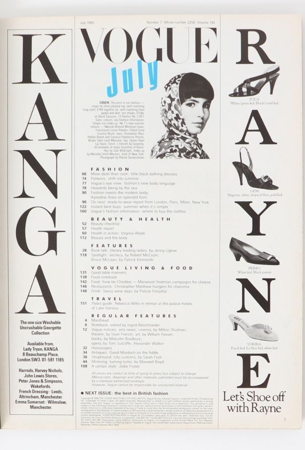 VOGUE UK 1985 Demarchelier Cover Issue Trio - 7