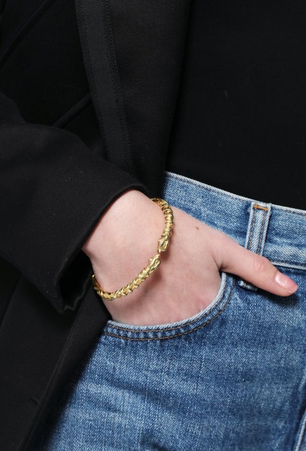 Vintage Fine Jewelry 18k Yellow Gold Snake Bracelet - 2
