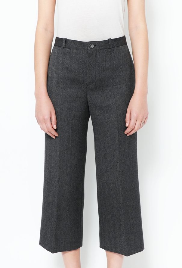 Balenciaga 2017 Cropped Herringbone Wool Trousers - 2