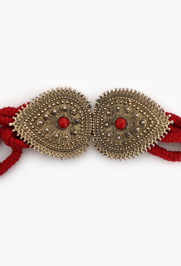 Saint Laurent F/W 1978 Gilded Cabochon Cord Belt - 4