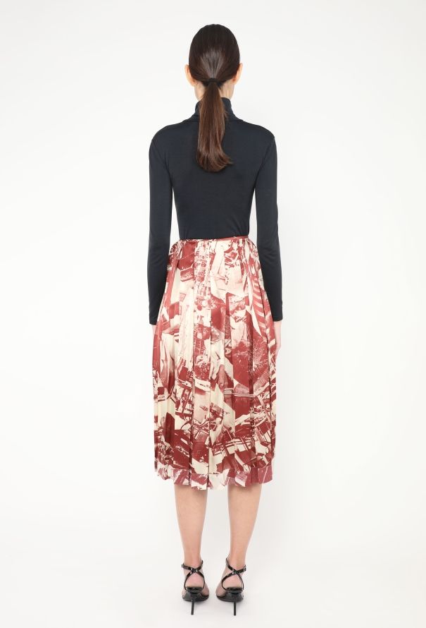 Céline S/S 2018 Factory Print Silk Skirt - 5