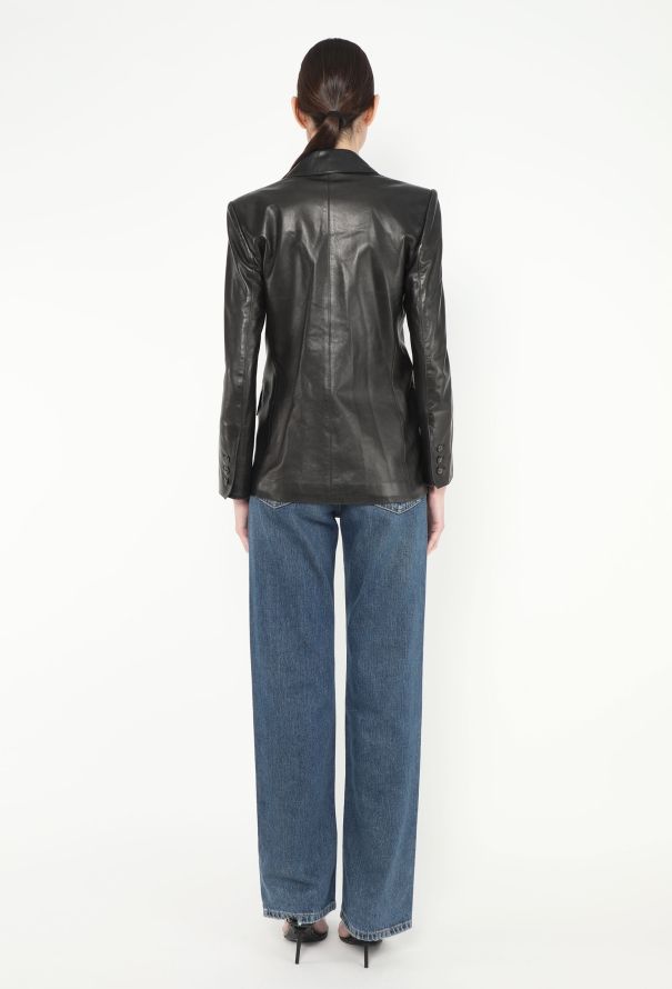 Saint Laurent Vintage Tailored Leather Blazer - 5