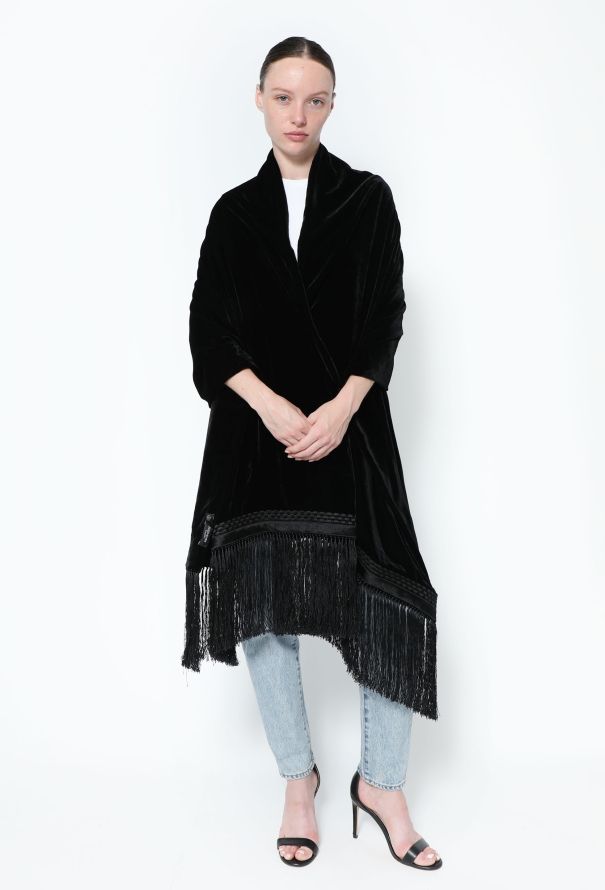 Saint Laurent Tom Ford F/W 2001 Velvet Tassel Shawl - 1