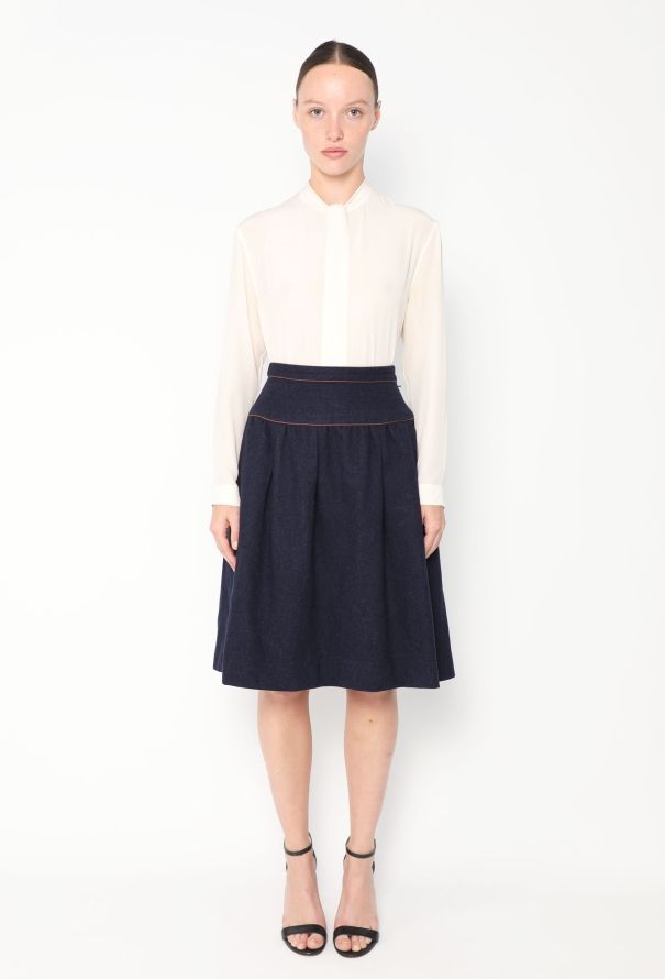 Saint Laurent '70s Piped Trim Felted Skirt - 2