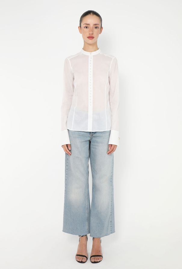 Chanel 2005 Pearl Button Voile Blouse - 5