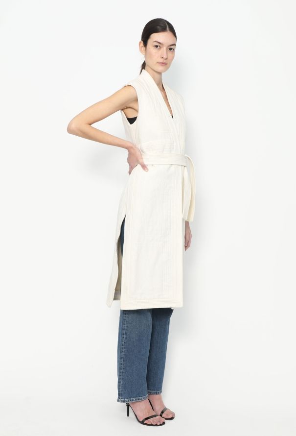 Céline S/S 2011 Belted Linen Kimono Vest - 5