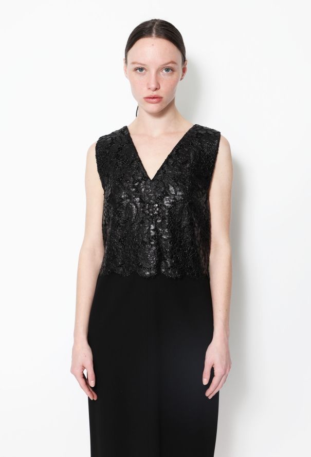 Balenciaga Lacquered Lace Cocktail Dress - 2