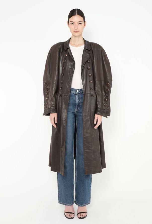 Saint Laurent ULTRA RARE F/W 1983 Flared Leather Coat - 5