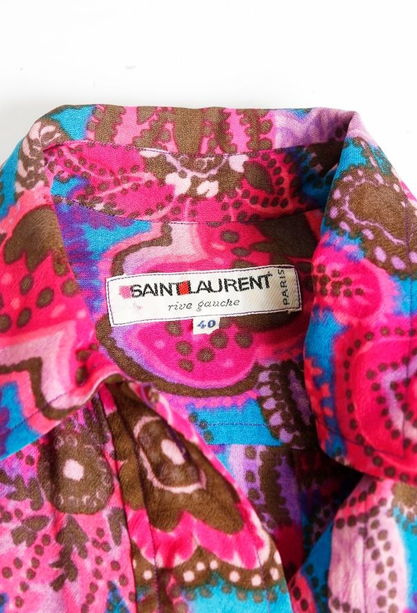 Saint Laurent 1972 Wool Floral Pleated Dress - 4