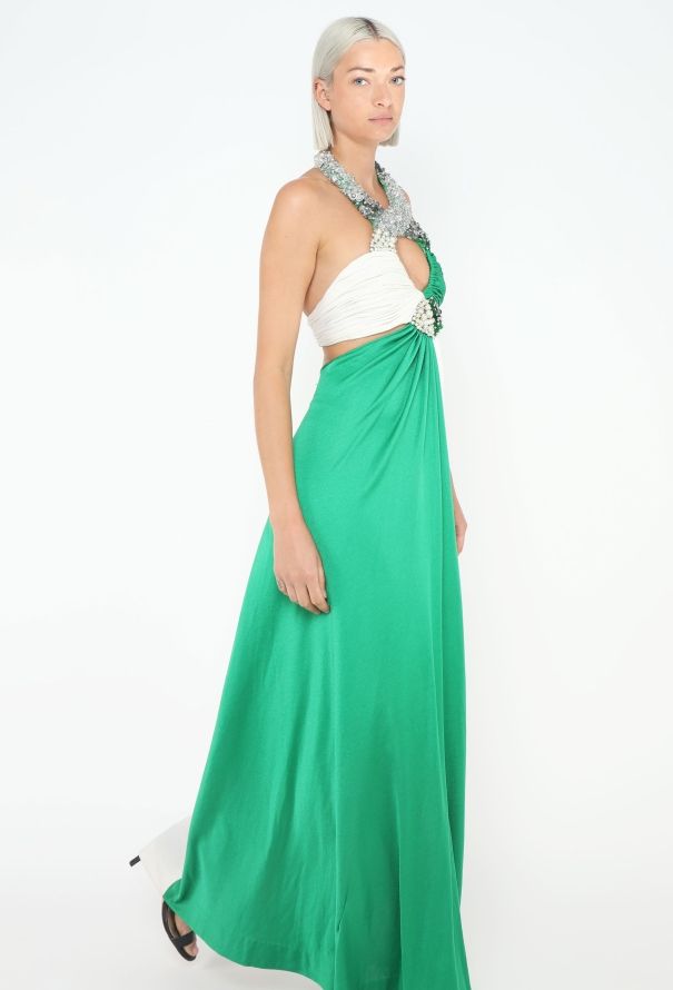 Azzaro STUNNING 1973 Couture Halter Gown - 4