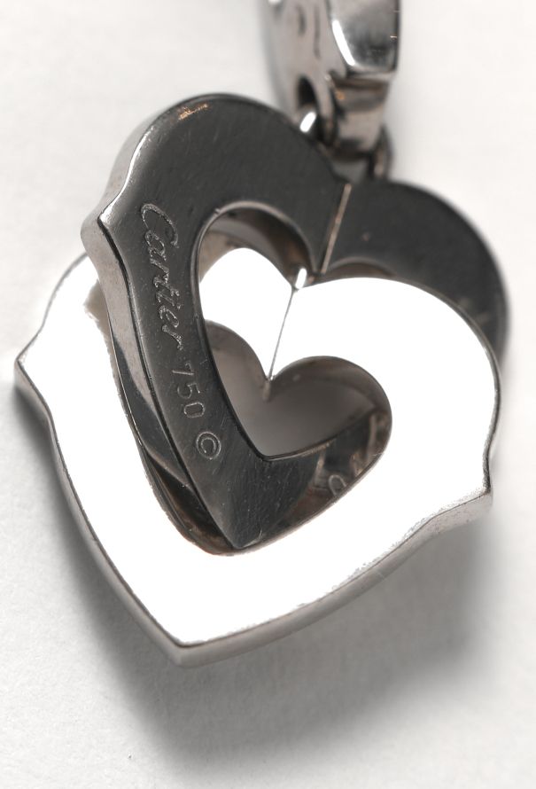 Cartier 18k White Gold & Diamond Double Heart Necklace - 7