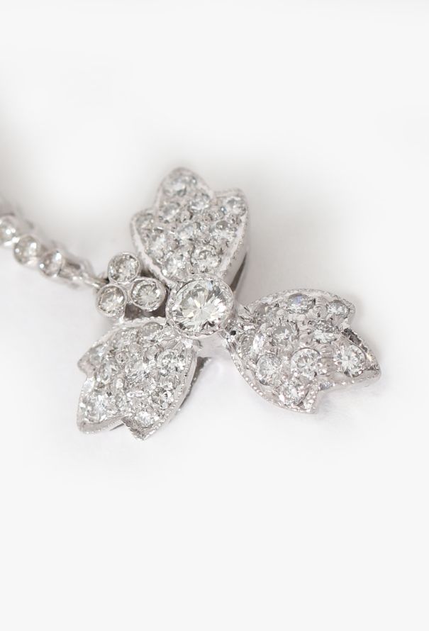 Vintage Fine Jewelry 18k White Gold & 2 Carats Diamond Clover Earrings - 3