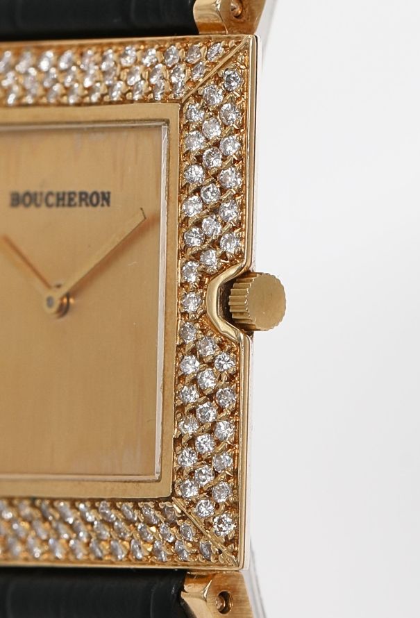 Boucheron 18k Yellow Gold & Diamond Carré Watch - 3