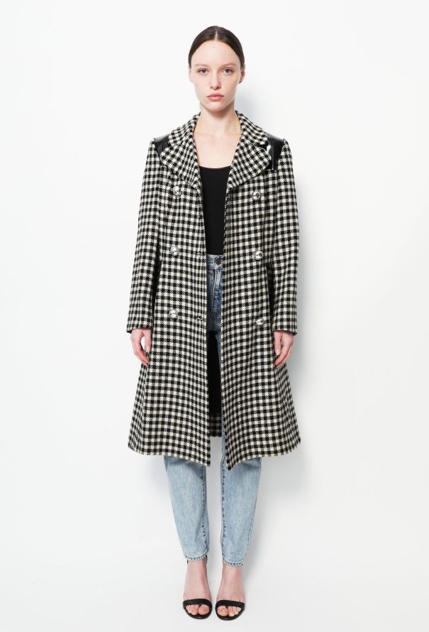 60s Houndstooth Vinyl Coat - 1